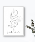 Affiche Bébé One Line Personnalisable • Illustration Minimaliste Nouveau-Né • Poster Digital Chambre Bébé • Art Line Art Continu • Download