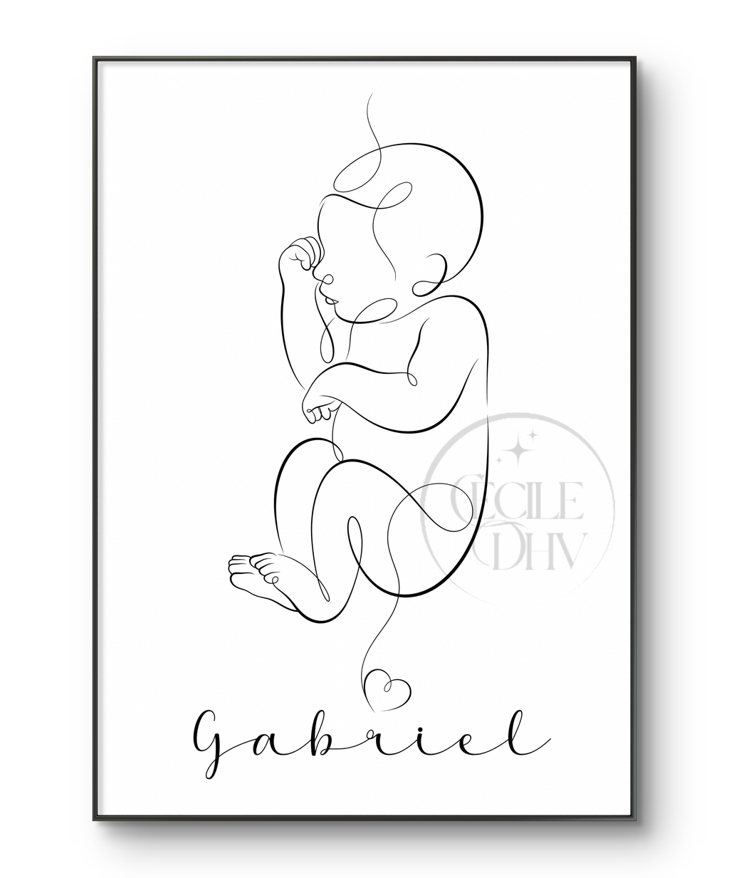 Affiche Bébé One Line Personnalisable • Illustration Minimaliste Nouveau-Né • Poster Digital Chambre Bébé • Art Line Art Continu • Download