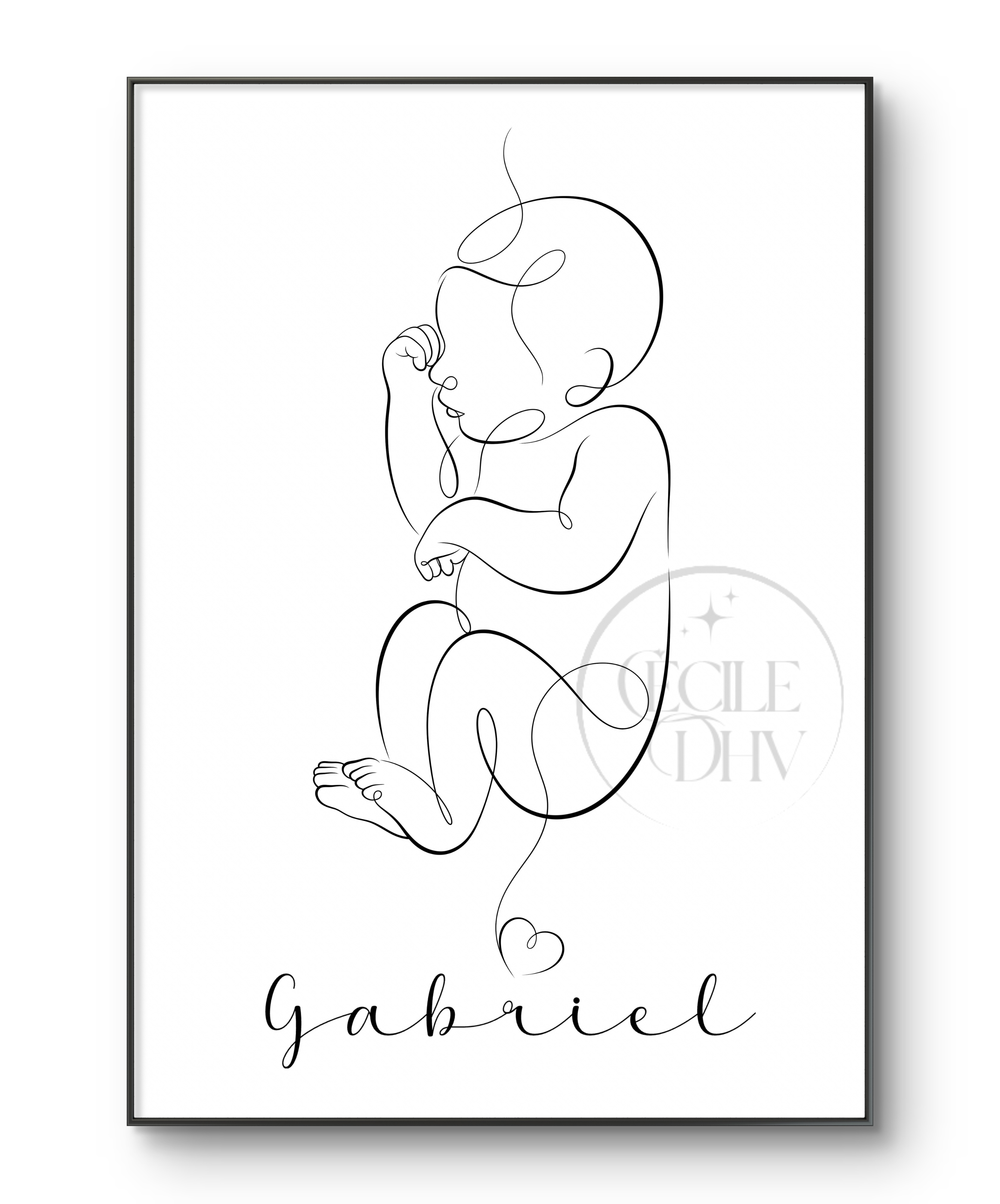 Affiche Bébé One Line Personnalisable • Illustration Minimaliste Nouveau-Né • Poster Digital Chambre Bébé • Art Line Art Continu • Download